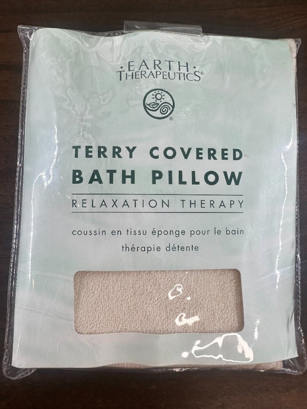 Earth Therapeutics Terry Covered Bath Pillow - Tan - Relaxation Therapy